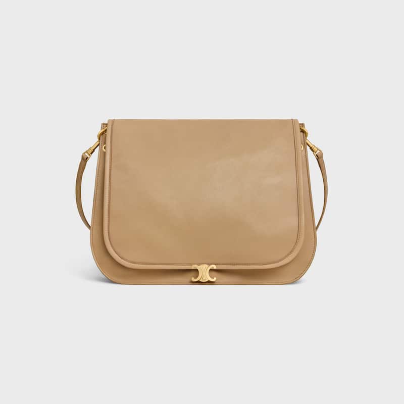 Celine Inspired Soft Triomphe Besace in Supple Shiny Lambskin