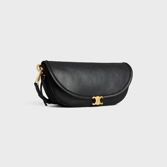 Celine Inspired Little Halfmoon Soft Triomphe in Supple Shiny Lambskin