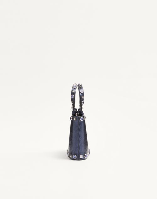 Valentino Inspired Garavani Rockstud Mini Shopping Bag In Laminated Calfskin