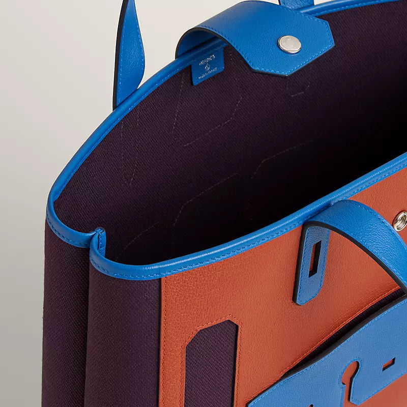 Hermes Inspired Monsieur B cutting tote bag, large model