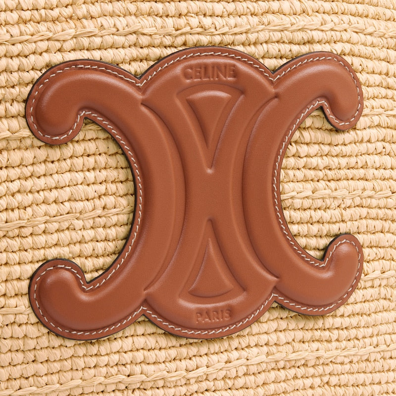 Celine Inspired Medium Supple Classic Panier in Raffia and Calfskin