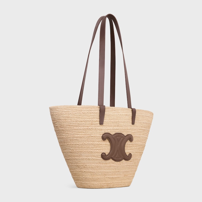 Celine Inspired Medium Supple Classic Panier in Raffia and Calfskin