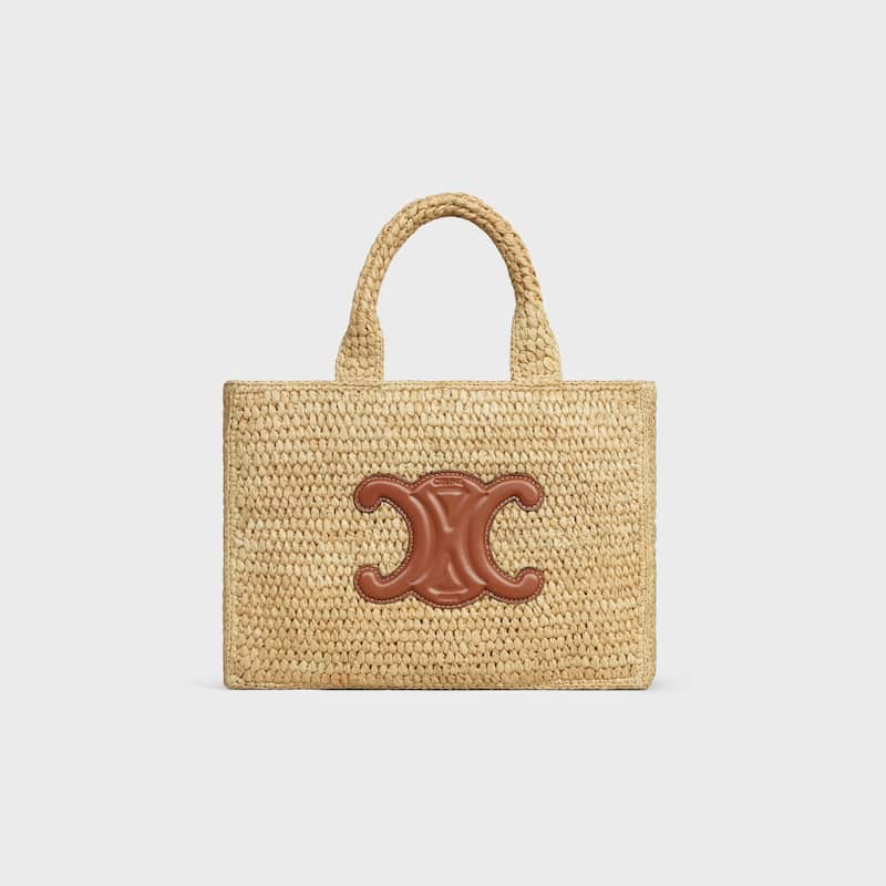 Celine Inspired Small Cabas Thais in Raffia and Calfskin