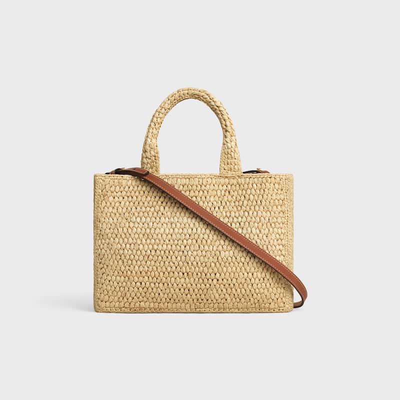 Celine Inspired Small Cabas Thais in Raffia and Calfskin