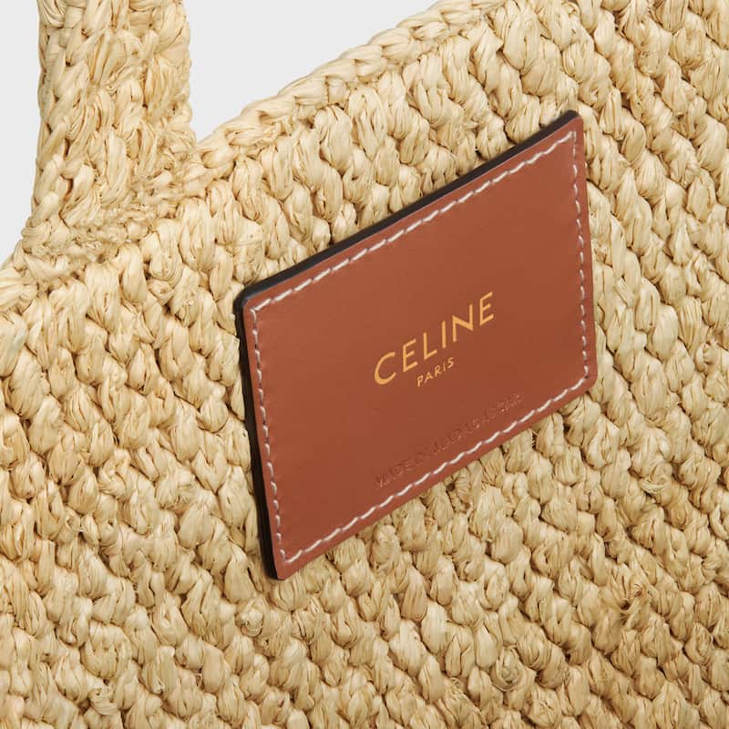 Celine Inspired Small Cabas Thais in Raffia and Calfskin