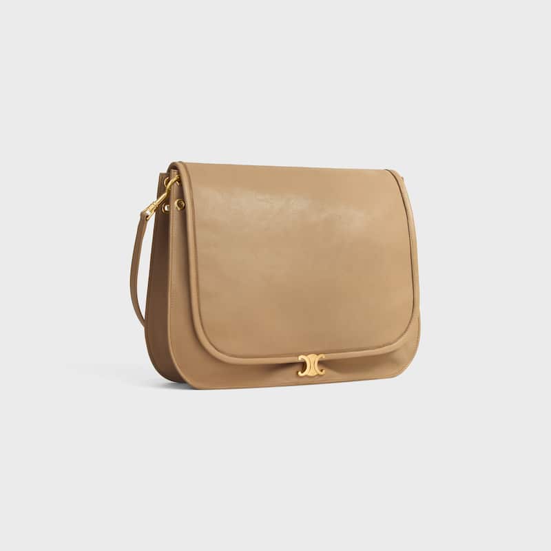 Celine Inspired Soft Triomphe Besace in Supple Shiny Lambskin