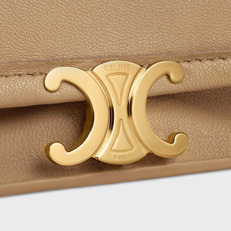 Celine Inspired Soft Triomphe Besace in Supple Shiny Lambskin