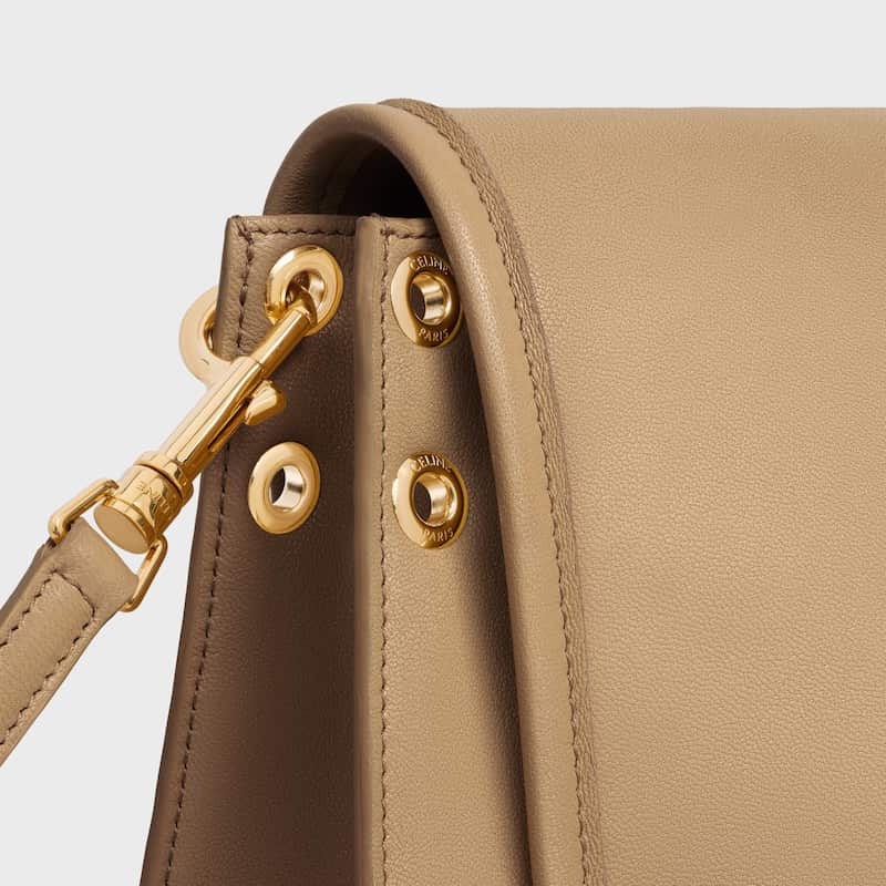 Celine Inspired Soft Triomphe Besace in Supple Shiny Lambskin