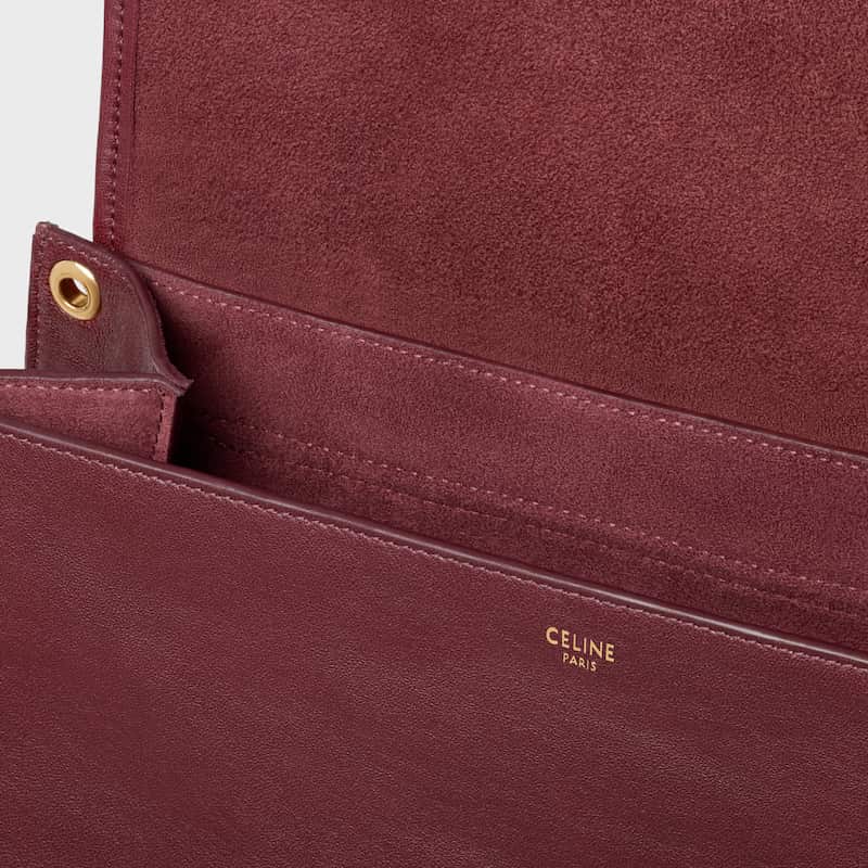 Celine Inspired Soft Triomphe Besace in Supple Shiny Lambskin