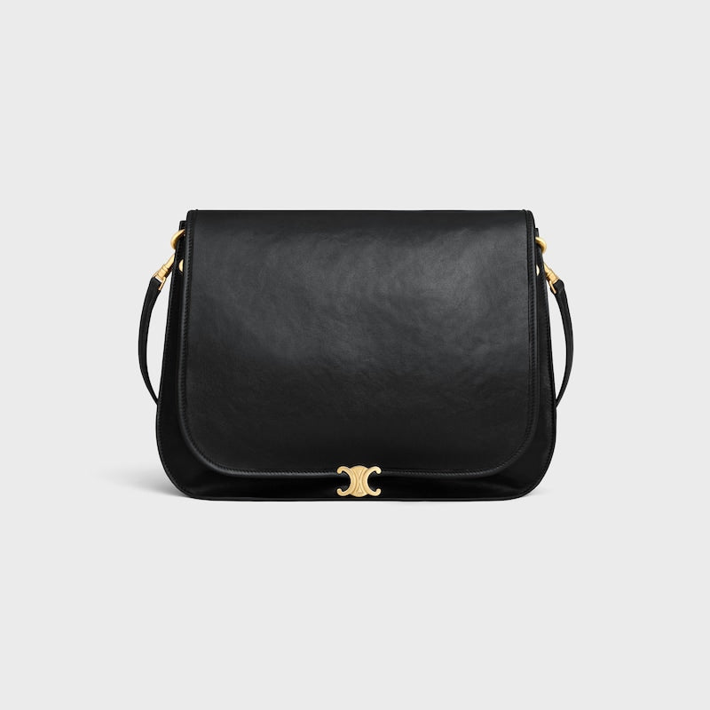 Celine Inspired Soft Triomphe Besace in Supple Shiny Lambskin
