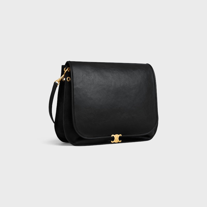Celine Inspired Soft Triomphe Besace in Supple Shiny Lambskin