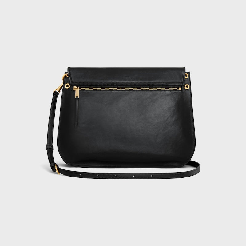 Celine Inspired Soft Triomphe Besace in Supple Shiny Lambskin