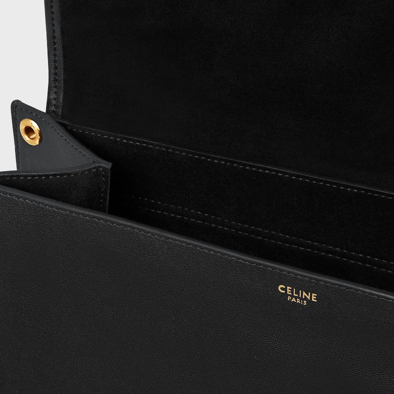 Celine Inspired Soft Triomphe Besace in Supple Shiny Lambskin