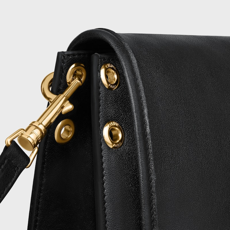 Celine Inspired Soft Triomphe Besace in Supple Shiny Lambskin