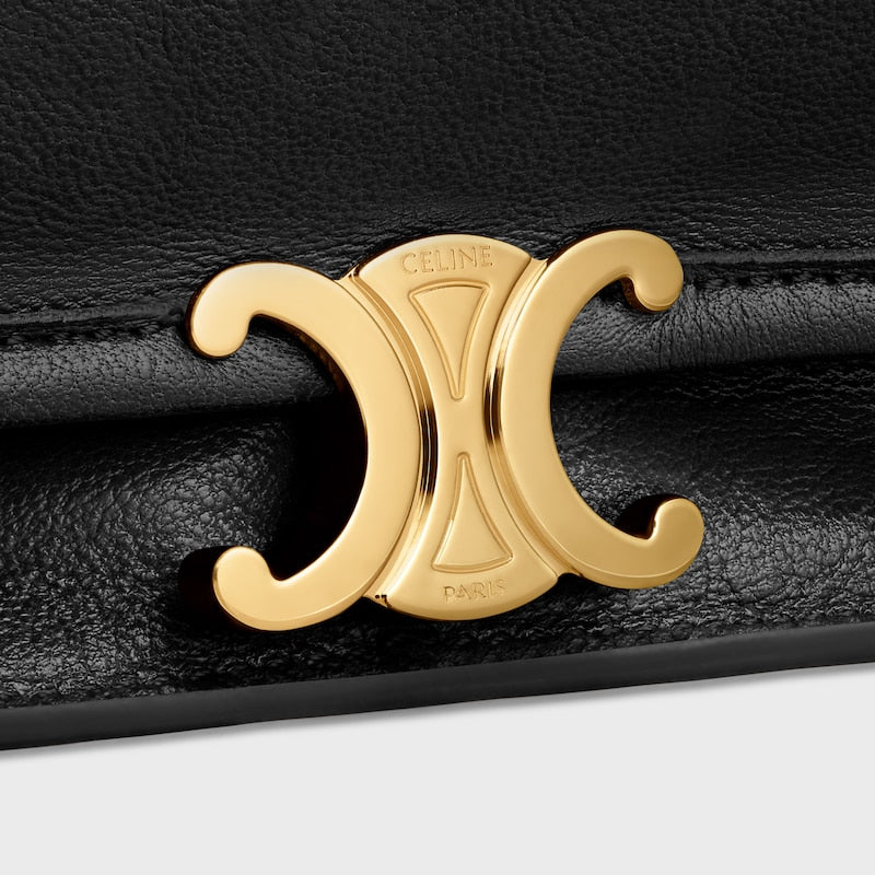 Celine Inspired Soft Triomphe Besace in Supple Shiny Lambskin