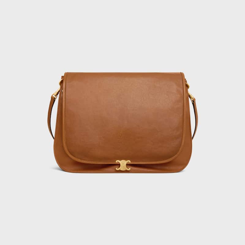 Celine Inspired Soft Triomphe Besace in Supple Shiny Lambskin