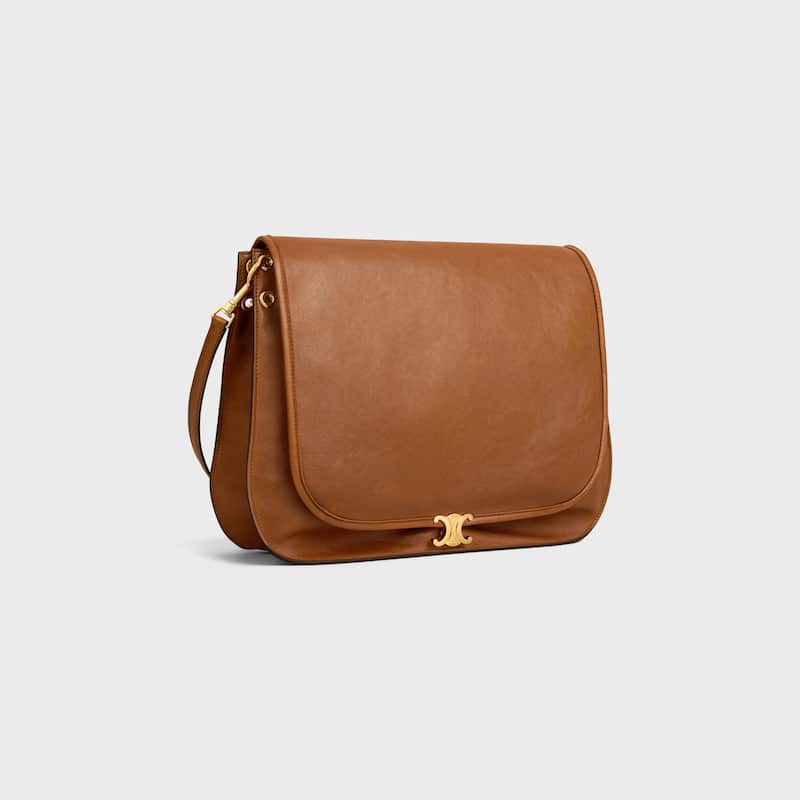 Celine Inspired Soft Triomphe Besace in Supple Shiny Lambskin