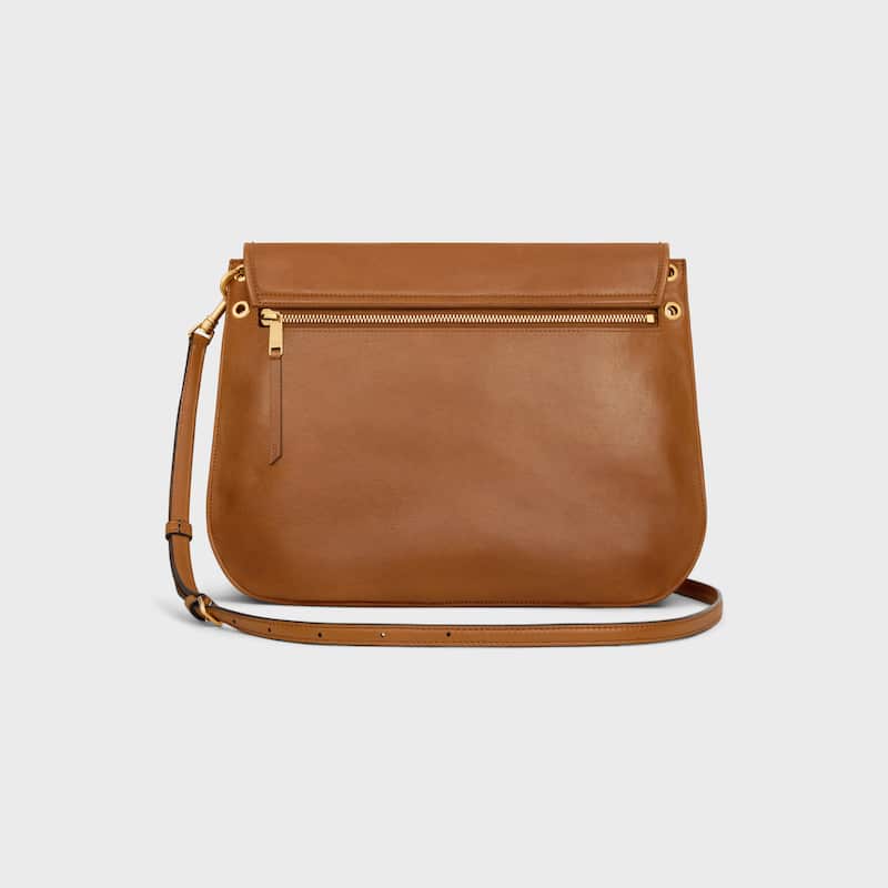 Celine Inspired Soft Triomphe Besace in Supple Shiny Lambskin