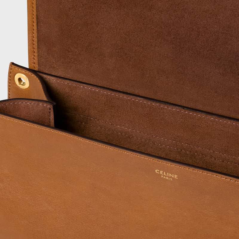 Celine Inspired Soft Triomphe Besace in Supple Shiny Lambskin