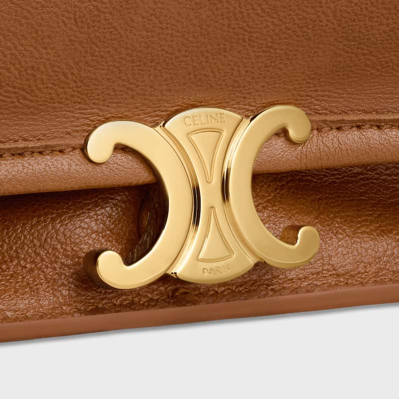 Celine Inspired Soft Triomphe Besace in Supple Shiny Lambskin
