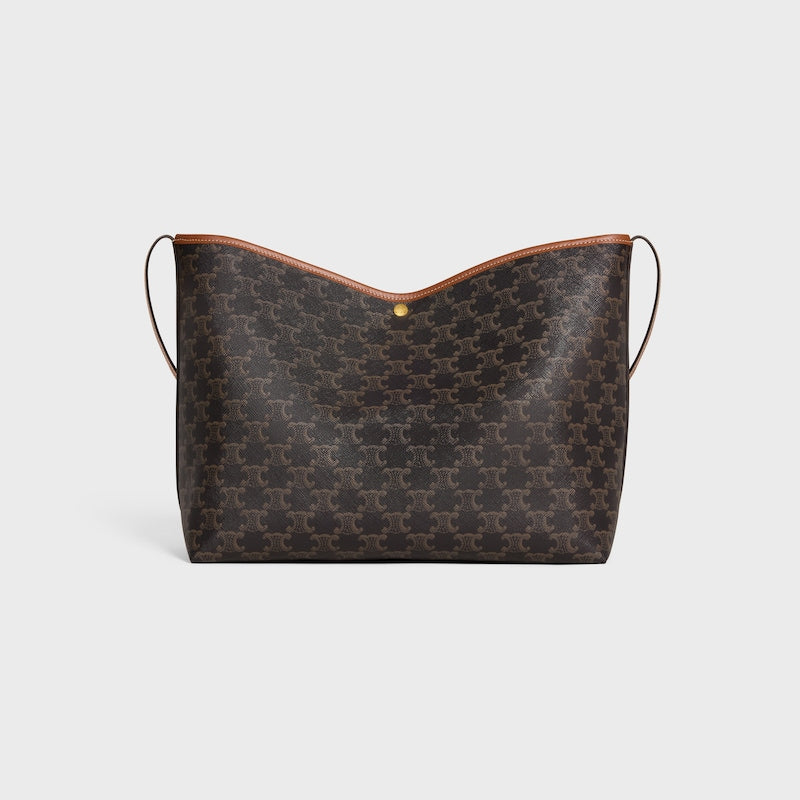 Celine Inspired Soft Shopper Bag in Triomphe Canvas and Calfskin