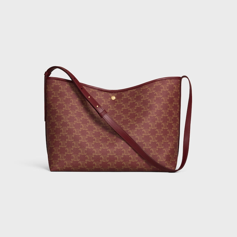 Celine Inspired Soft Shopper Bag in Triomphe Canvas and Calfskin