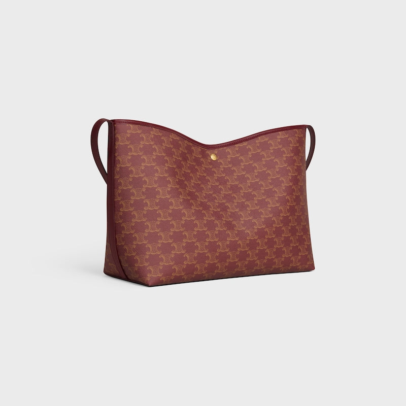 Celine Inspired Soft Shopper Bag in Triomphe Canvas and Calfskin