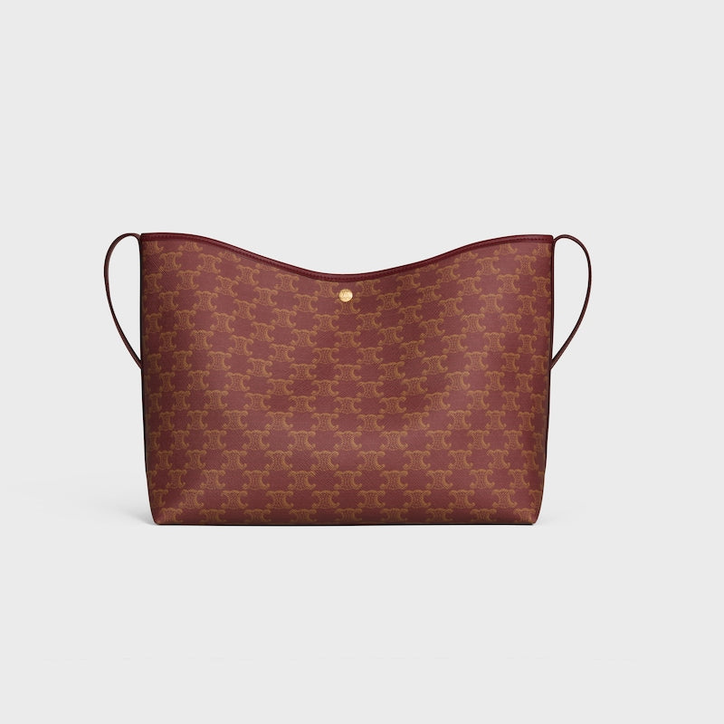 Celine Inspired Soft Shopper Bag in Triomphe Canvas and Calfskin