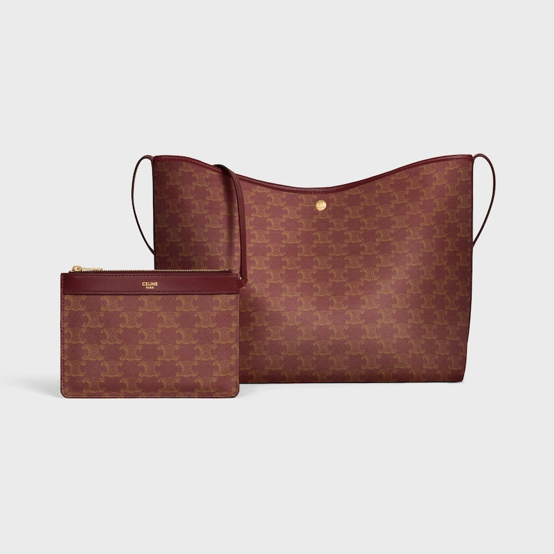 Celine Inspired Soft Shopper Bag in Triomphe Canvas and Calfskin