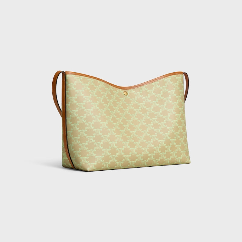 Celine Inspired Soft Shopper Bag in Triomphe Canvas and Calfskin