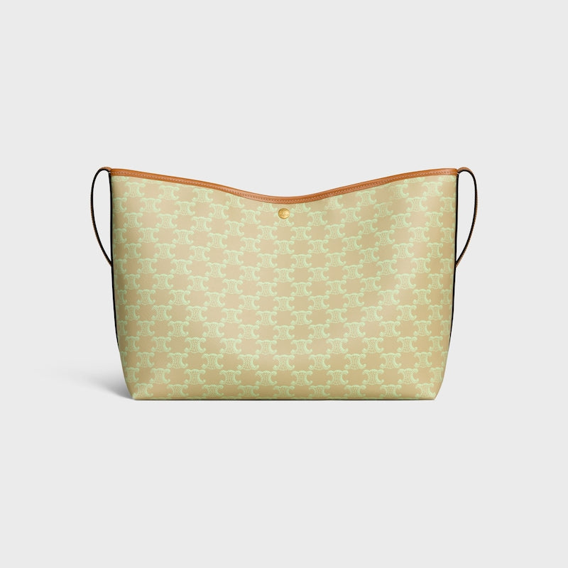 Celine Inspired Soft Shopper Bag in Triomphe Canvas and Calfskin