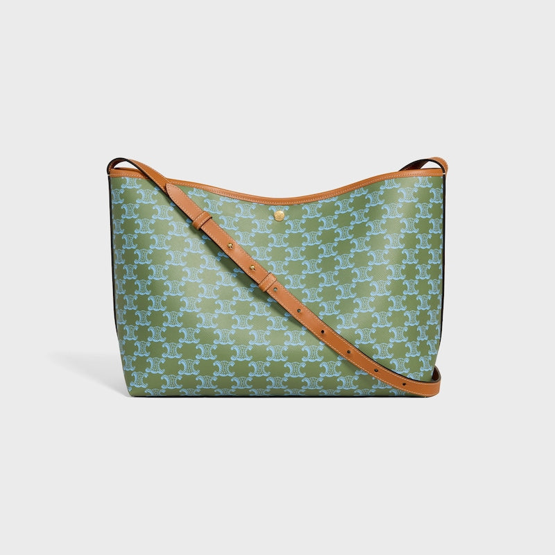 Celine Inspired Soft Shopper Bag in Triomphe Canvas and Calfskin