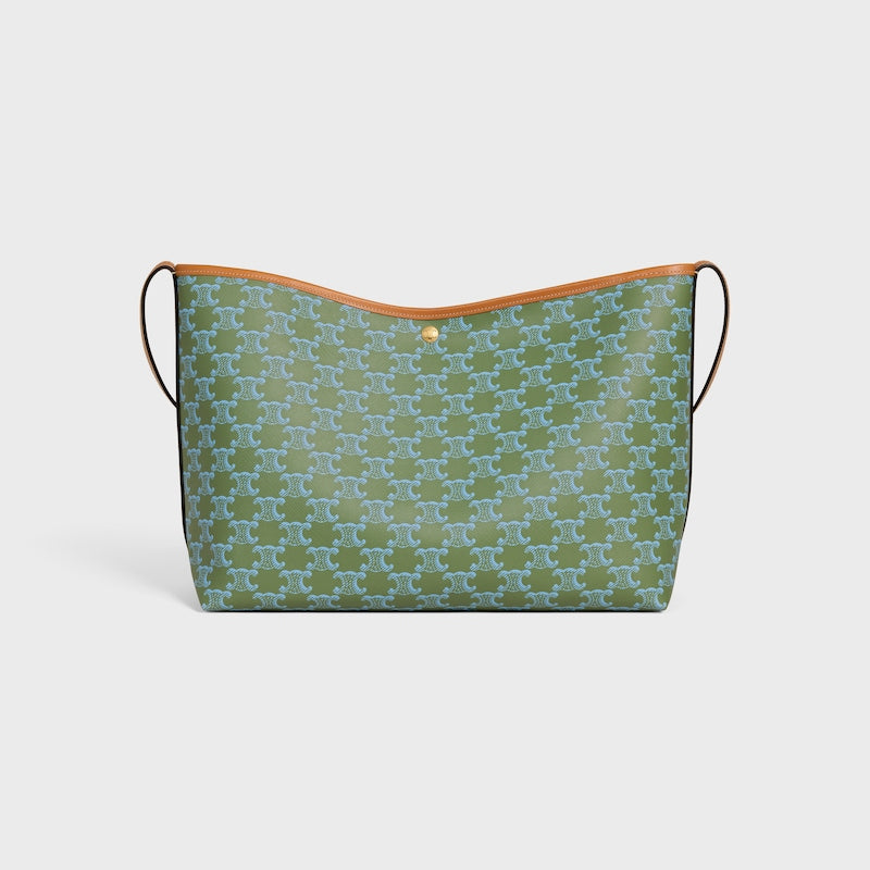 Celine Inspired Soft Shopper Bag in Triomphe Canvas and Calfskin