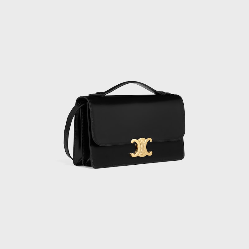 Celine Inspired Medium Triomphe Folio in Shiny Calfskin