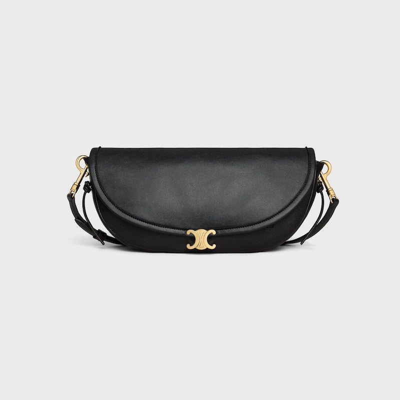 Celine Inspired Little Halfmoon Soft Triomphe in Supple Shiny Lambskin