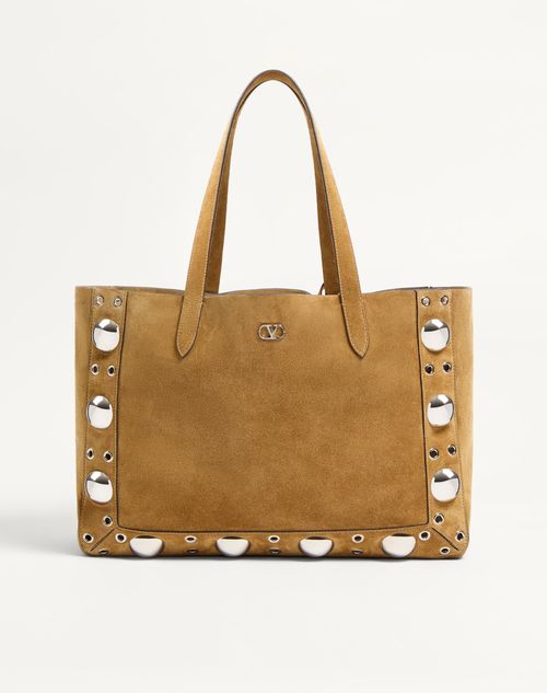 Valentino Inspired Garavani Medium Nellcôte Suede Shopping Bag