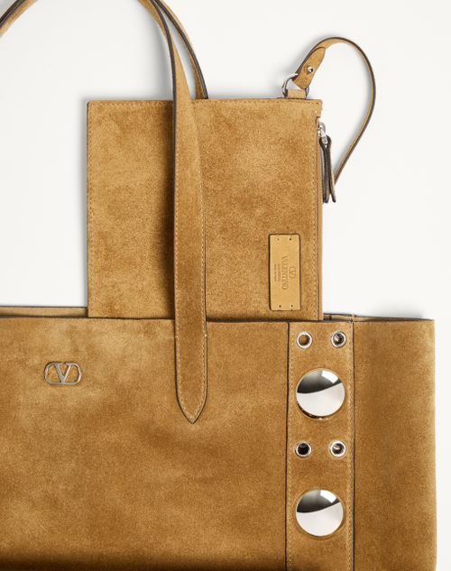 Valentino Inspired Garavani Medium Nellcôte Suede Shopping Bag