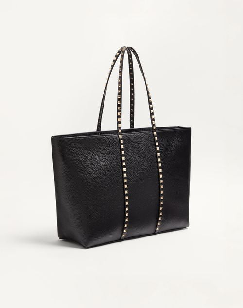 Valentino Inspired Garavani Rockstud Shopping Bag In Grainy Calfskin