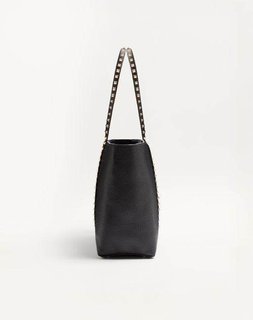 Valentino Inspired Garavani Rockstud Shopping Bag In Grainy Calfskin