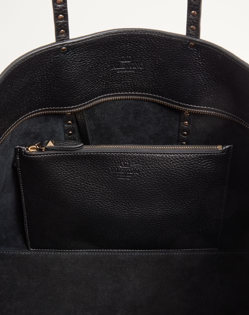 Valentino Inspired Garavani Rockstud Shopping Bag In Grainy Calfskin
