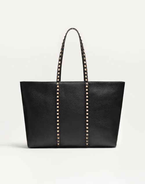 Valentino Inspired Garavani Rockstud Shopping Bag In Grainy Calfskin
