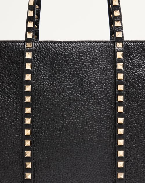 Valentino Inspired Garavani Rockstud Shopping Bag In Grainy Calfskin