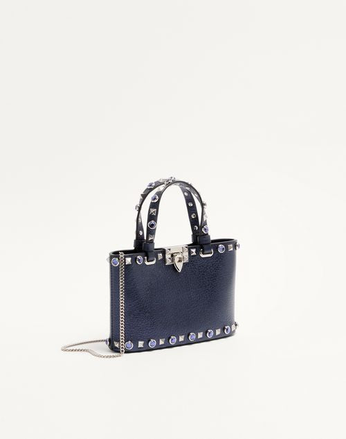 Valentino Inspired Garavani Rockstud Mini Shopping Bag In Laminated Calfskin