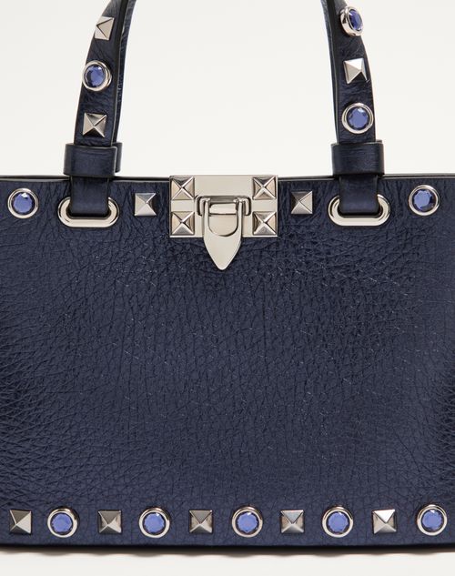Valentino Inspired Garavani Rockstud Mini Shopping Bag In Laminated Calfskin