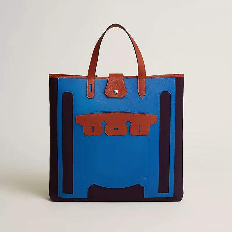 Hermes Inspired Monsieur B cutting tote bag, large model