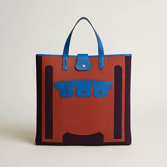 Hermes Inspired Monsieur B cutting tote bag, large model