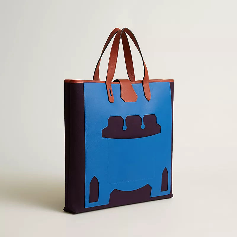 Hermes Inspired Monsieur B cutting tote bag, large model